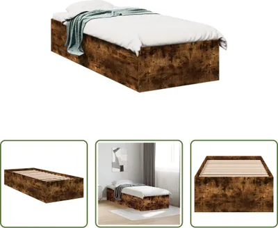 Produktbild von The Living Store Bettgestell Räuchereiche 90x190 cm Holzwerkstoff