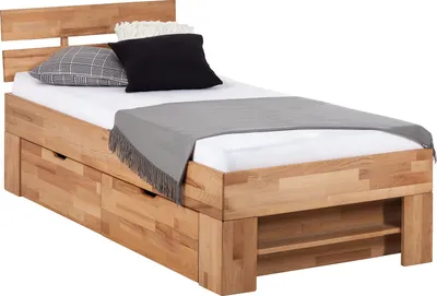 Produktbild von home24 Massivholzbett mit Bettkästen - Kernbuche Massiv