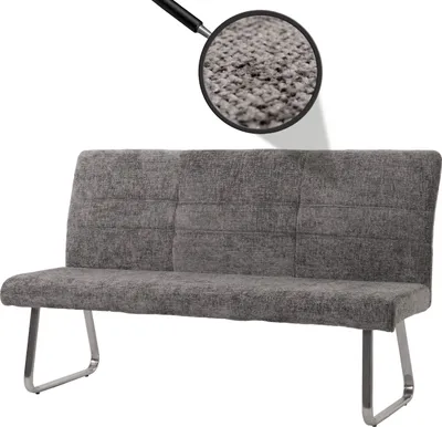 Produktbild von Sitzbank MCW-G55, Esszimmerbank Bank, Edelstahl gebürstet Stoff/Textil Chenille , 180cm  dunkelgrau