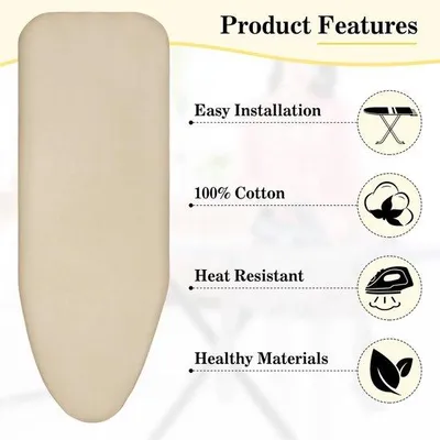 Obrázek produktu pro Potah na žehlicí prkno, rozměry 120-125 cm x 35-40 cm - Bavlněný potah - Elastický - Ideální pro parní žehličky