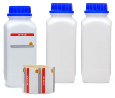 Image de 3x 1000 ml Bouteille à col large avec couvercle bleu, couleur naturelle, carrée, G 54