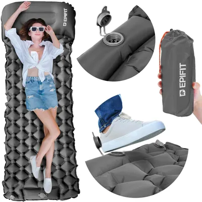 Imagen del producto de Colchoneta inflable Isomatte, colchoneta para dormir, colchón para camping, autoinflable, para exteriores, color gris, 190*60*5cm, ultraligera, Imagen generada por IA