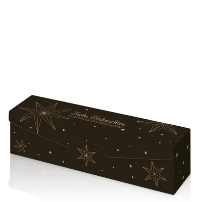 Produktbild von 50 x Präsentkarton für 1 Flasche 380x95x90 mm Kraftpapier Weihnachten Natur Schwarz