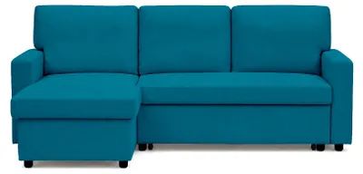 Image de Best Mobilier Meiya - canapé d'angle réversible 4 places convertible avec coffre en tissu , Bleu