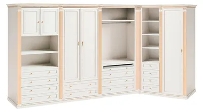 Produktbild von Stilvoller Weißer Eckschrank Massivholz Möbel Schlafzimmer Schränke