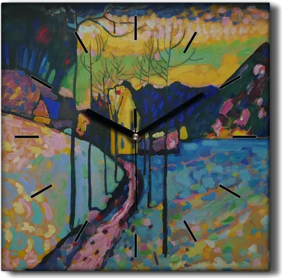 Produktbild von Coloray Hodiny Unikátní 30x30 cm  Tiché hodiny Pro obývací pokoj a kuchyň Nástěnné hodiny Plátno Černé ručičky hodin - Zimní krajina