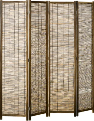Image de HOMCOM Paravent en bois 4 panneaux 160 x 170 cm séparateur de pièce closion de séparation pliable - naturel
