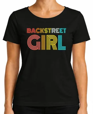 Productafbeelding van Backstreet Boys-fan, T-shirt voor dames, zwart, maat XL, met een verwijzing naar boybands uit de jaren '90, muziek, en een sarcastische opmerking