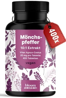 Produktbild von Bloom Naturals Mönchspfeffer 400 Tabletten 20mg 10:1 Extrakt