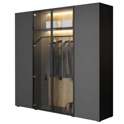 Produktbild von Kleiderschrank ACATI 200 schwarz / anthrazit / schwarz