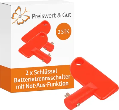 Produktbild von 2 x Batterietrennschalter Not-Aus-Schalter – orange, 2 x Schalter, 11 mm Durchmesser, für sichere Stromabschaltung