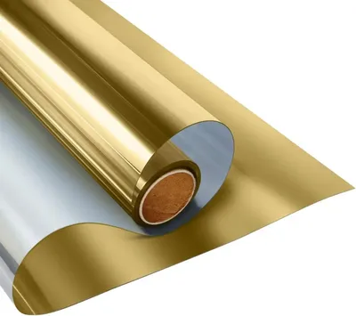 Obrázek produktu pro Folie na okna – efekt jednosměrného zrcadla – 30 x 200 cm – statická přilnavost – tepelná izolace – 100% ochrana proti UV záření – zlatá/stříbrná