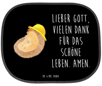 Produktbild von Mr. & Mrs. Panda Autosonnenschutz Igel Beten - Schwarz - Geschenk, Leben, Auto Sonnenschutz, Gott, Seitlicher, Sonnenblende, Dankbar, für, Sonnenhut, Lustige Sprüche
