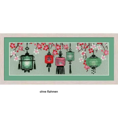 Image de Set de broderie au point de croix Riolis "Lanternes", motif à compter