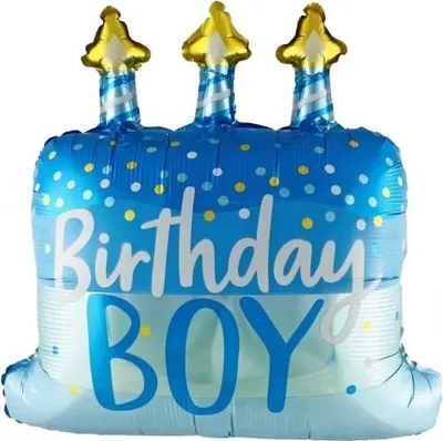 Produktbild von Folienballon Birthday Boy Shape blau 70 x 60 cm