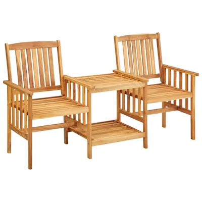 Image de vidaXL Chaises de jardin avec table de thé et coussins en acacia massif