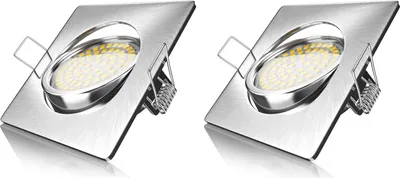 Image de Brandson 2x LED Spot encastré aspect inox, spot de plafond orientable 320 lumens / blanc chaud