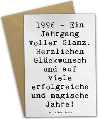 Produktbild von Mr. & Mrs. Panda babykarte Spruch 1996 Geburtstag - Weiß - Geschenk, Geburtstagsgeschenk, Grußkarte, dankeskarten, Alter, Happy Birthday, osterkarten, einladungskarten