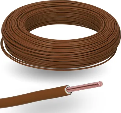Imagen del producto de Cable Kalitec H07V-U de 10 metros, color marrón, con un solo conductor de 1,5 mm², cable de cobre rígido, resistente a la llama, con aislamiento de PVC, para instalaciones internas en máquinas e iluminación, tensión nominal 450/750 V