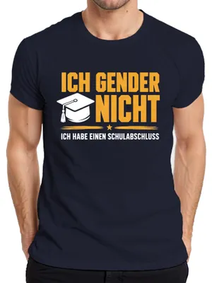 Productafbeelding van Ik ben geen man, ik ben een statement. Sarcasme. Genderneutrale taal. Heren T-shirt, marineblauw, maat XL