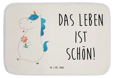 Produktbild von Mr. & Mrs. Panda duschmatte Einhorn Spaziergang - Weiß - Geschenk, Badematte, Badezimmer Matte, Freundin, Motivation, Unicorn, Duschvorleger, Badvorleger, Einhörner
