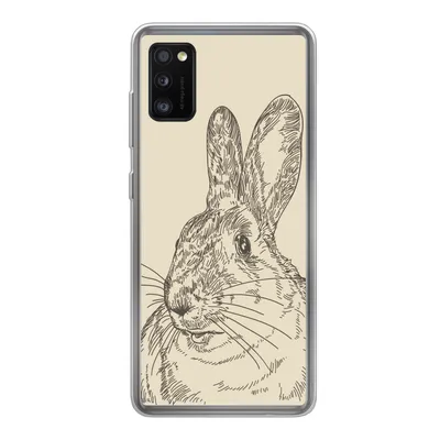 Produktbild von MuchoWow® Handyhülle Schutzhülle Hülle für Samsung Galaxy A41 Vintage-Illustration eines Kaninchens Silikon Softcase Handy Hülle - Mobiltelefon