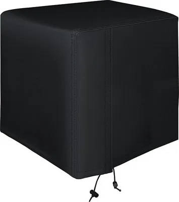 A black cover for a pool pump.