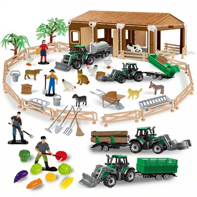 Produktbild von Großes Bauernhof Set für Kinder: Spielfiguren, Traktoren, Scheune & Zubehör
