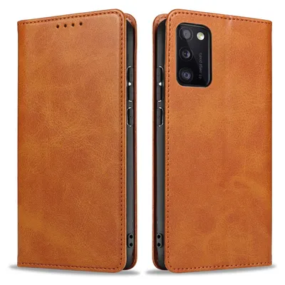 Produktbild von Handyhülle für Samsung Galaxy A41 Kunstleder Flip Cover Hülle Klapphülle Case Kartenfach Farbe: Hellbraun