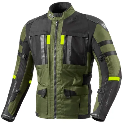 Zdjęcie produktu dla Wodoodporna kurtka motocyklowa Berik Absolute Zero RX z tkaniny tekstylnej, czarna/oliwkowa, rozmiar 52