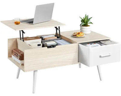 Productafbeelding van Yaheetech verstelbare salontafel, bijzettafel met opbergruimte en open vakken