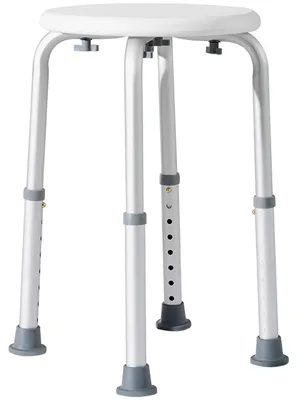 Produktbild von Duschhocker aus Aluminium mit verstellbarer H?he, rutschfest, Tragkraft 136 kg, fš¹r Senioren und Menschen mit Behinderung