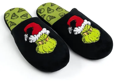 Produktbild von The Grinch Hausschuhe für Herren und Damen - Uni Puschen Schlappen Slipper Pantoffeln Schwarz 46-47