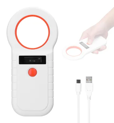 Obrázek produktu pro Čtečka mikročipů pro domácí zvířata, bezdrátový ruční RFID čtečka, dobíjecí čipy pro zvířata s OLED displejem, podporuje EMID FDX-B (ISO 11784/85), 128 paměťových míst pro správu