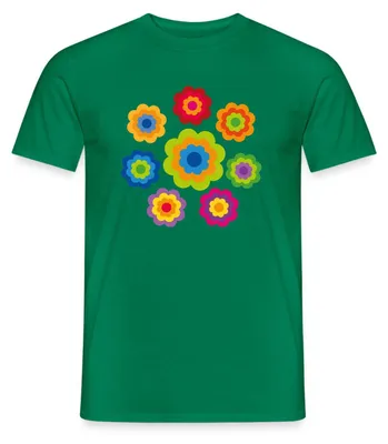 Produktbild von Spreadshirt 70er Jahre Hippie Flower Power Kostüm Blumen Fasching Männer T-Shirt, 4XL, Kelly Green