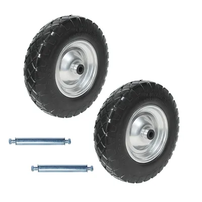 Produktbild von Schubkarrenrad Reifen Vollgummi 4.80/4.00-8 Ersatzrad pannensicher 2x Schwarz VG L mit Achse