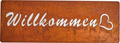 Produktbild von Schild Metall WILLKOMMEN Rostoptik Gartendeko 40x15 cm