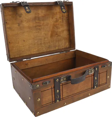 Zdjęcie produktu dla Wooden Chest Portable Vintage Distressed Multifunctional Wood Storage Trunk Handbag for Clothes Toys Photo Prop Large