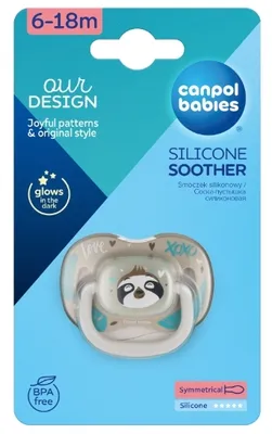 Produktbild von Canpol, Smoczek silikonowy, symetryczny 6-18m, leniwiec EXOTIC 34/921