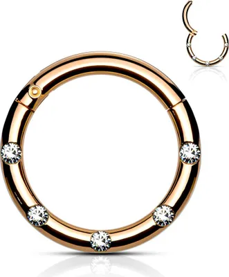 Produktbild von viva-adorno 1,2 x 8mm Segmentring Clicker Scharnier Septum Nasen Piercing Ring Kristall Zirkonia Z551, rosegold