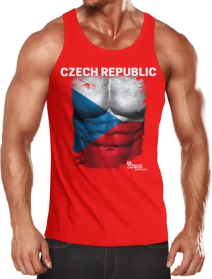 Produktbild von EM Tanktop Herren Fußball Tschechien Flagge Fanshirt Waschbrettbauch MoonWorks® L