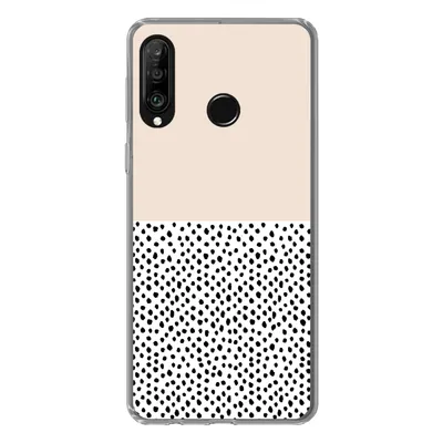 Produktbild von MuchoWow® Handyhülle Schutzhülle Hülle für Huawei P30 Lite Polka dots - Weiß - Schwarz Silikon Softcase Handy Hülle - Handyhülle