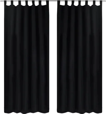 Obrázok produktu pre Čierne saténové závesy s pútkami 140 x 175 cm 2 ks