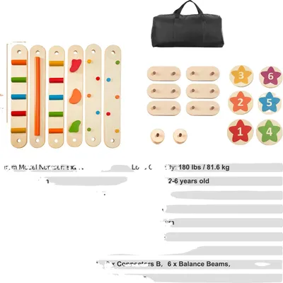 Produktbild von Balancierbalken, vielseitiges Spielset, langlebiges Holzdesign, 6Stück