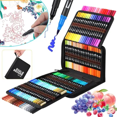 Produktbild von Dual Brush Pen Set, Filzstifte 120 Farben Pinselstifte Marker Aquarell Stifte, für Kalligraphie, Manga, Malbuch