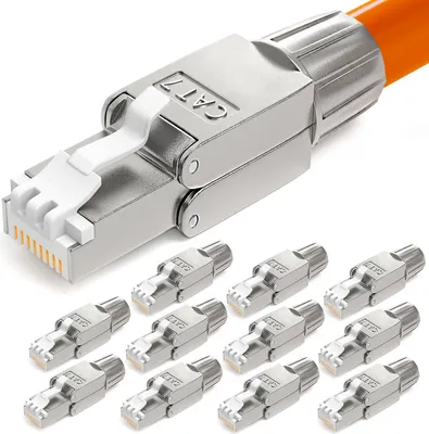 Produktbild von 12 Stk. RJ45 Stecker CAT 7 Netzwerkstecker LSA STP
