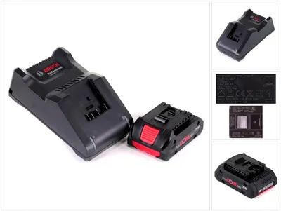 Zdjęcie produktu dla Bosch 1 600 A01 U7U, Zestaw bateria i ładowarka, Litowo-jonowa (Li-Ion), 4 Ah, 18 V, Bosch, Czarny