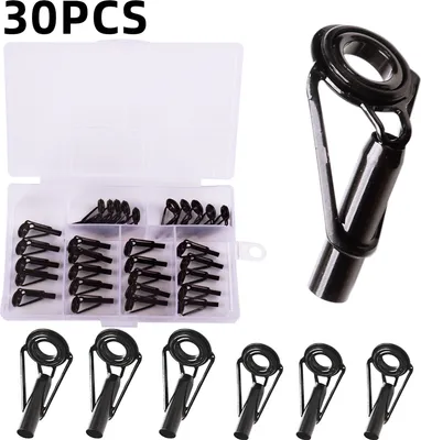 Produktbild von 30 Stueck Angelruten-Spitzen, Edelstahl-Keramik-Ringfuehrung, Ersatz-Angelruten-Reparatur-Set