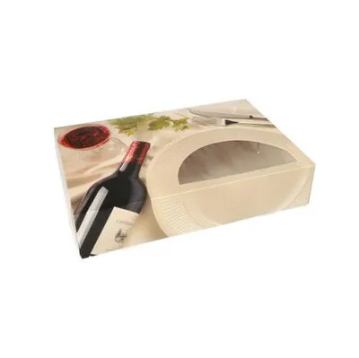 Produktbild von Transport- und Catering-Kartons 8 cm x 24,5 cm x 35,5 cm "Burgund" mit Sichtfenster, einteilig