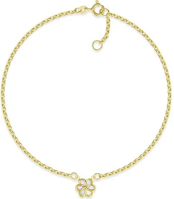 Produktbild von SILBERKETTEN STORE Fußkette Erbse 1,8mm mit Blüte - echt 585 Gold, Länge wählbar - 28cm